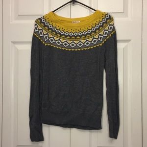 Merona Yellow & Gray Fair Isle Shirt Size Small